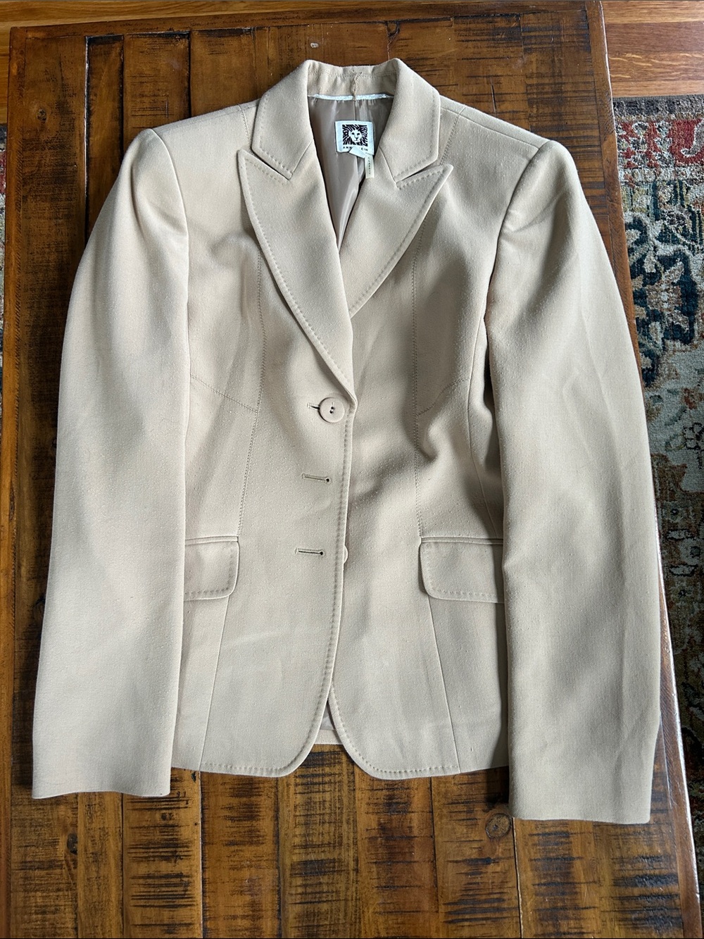 Anne Klein Cream Tailored Single-Button Blazer